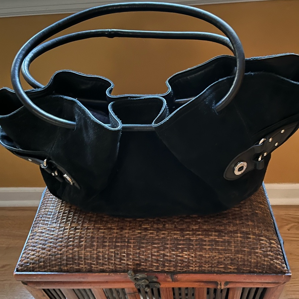 Black suede pocket book